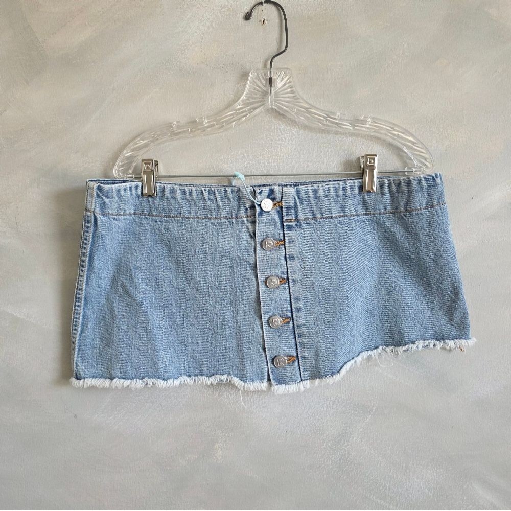 Revice Asymmetrical Uneven Button Up Down Skirt "The Nina" Micro Mini XL NWT